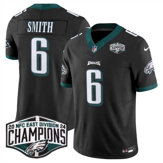 Mens Philadelphia Eagles #6 DeVonta Smith Black 2024 NFC East Champions F.U.S.E. Vapor Untouchable Limited Stitched Jersey